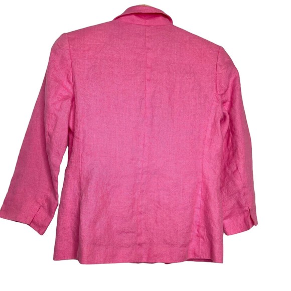 Talbots Womens Pink 100% Irish Linen Buttons Cardigan Jacket Blazer 3/4 Sleeve 2 - Picture 3 of 12